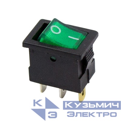 Выключатель клавишный 12В 15А (3с) ON-OFF зел. с подсветкой Mini (RWB-206-1 SC-768) Rexant 36-2173