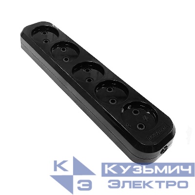 Колодка удлинителя 5-м без заземл. АБС-пластик черн. UNIVersal 2237