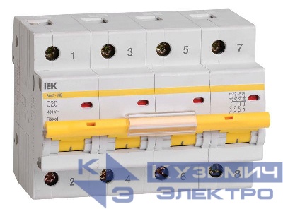 Выключатель автоматический модульный 4п C 20А 10кА ВА47-100 KARAT IEK MVA40-4-020-C