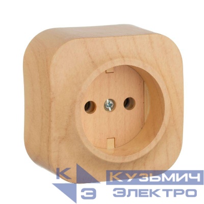 Розетка 1-м ОП Quteo 16А IP20 2P без заземл. без защ. шторок дерево IEK 782270