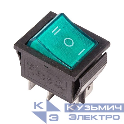 Выключатель клавишный 250В 15А (6с) On-Off-On с подсветкой зел. (RWB-509 SC-767) Rexant 36-2392