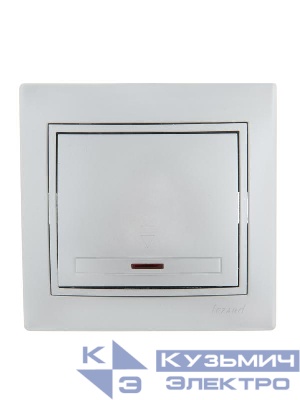Переключатель проходной 1-кл. СП Mira 10А с подсветкой со вставкой сер. метал. LEZARD 701-1010-114