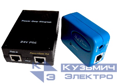 POE24B/LK-12-1.2 PoE, комплект передатчик (PSE)+приемник (PD), 24V 18W, кабель питания ЕВРО, тип2, 12V 1.2A, синий РАСПРОДАЖА