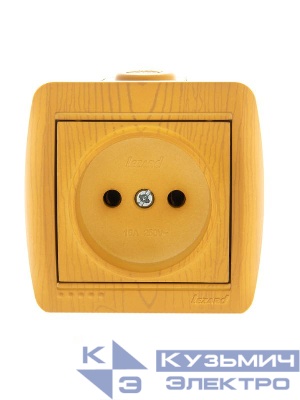 Розетка 1-м ОП Nata 16А IP20 без заземл. керамика ольха LEZARD 710-0700-121