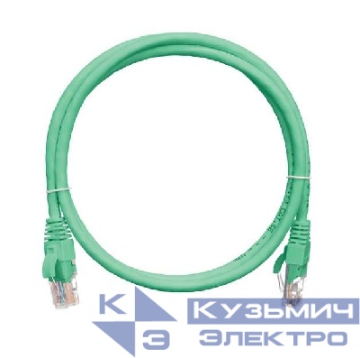 Шнур коммутационный кат.5E U/UTP 4 пары (класс D) 100МГц 2хRJ45/8P8C T568B заливной с защитой защелки многожил. BC (чистая медь) 24AWG (7х0.205мм) LSZH нг(А)-HFLTx зел. (дл.3м) NIKOMAX NMC-PC4UD55B-030-C-GN