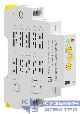 Реле времени многофункц. TM 1 контакт 230В AC IEK CTR-430-TM-1-10D-A230-C00