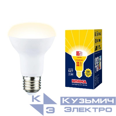 Лампа светодиодная LED-R63-11W/3000K/E27/FR/NR Norma 11Вт матовая 3000К тепл. бел. E27 (упак. картон) Volpe UL-00005774