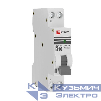 Выключатель автоматический дифференциального тока 1мод. B 16А 30мА тип AC 6кА АВДТ-63М электрон. PROxima EKF DA63M-16B-30