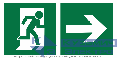 Знак безопасности BL-3517.E35"Напр. к эвакуационному выходу направо" Белый свет a18608