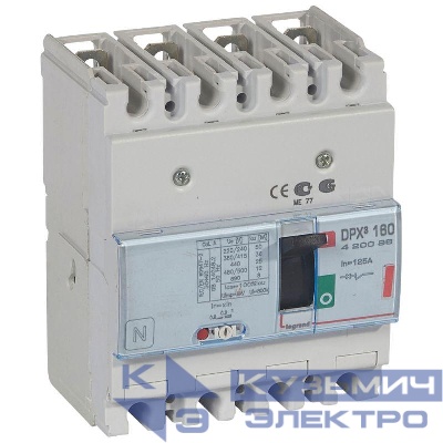 Выключатель автоматический 4п 125А 36кА DPX3 160 термомагнитн. расцеп. Leg 420096