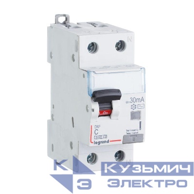 Выключатель автоматический дифференциального тока 2п (1P+N) C 10А 30мА тип AC 6кА DX3 2мод. Leg 411000