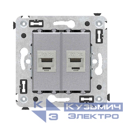 Розетка компьютерная 2-м СП Avanti "Закаленная сталь" RJ45 кат.5E без шторок экранир. механизм DKC 4404764