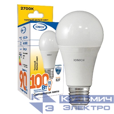Лампа светодиодная ILED-SMD2835-A60-11-990-220-2.7-E27 IONICH 1614