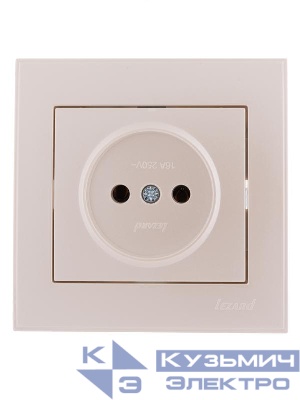 Розетка 1-м СП Rain 16А IP20 без заземл. керамика жемчуж./бел. метал. LEZARD 703-3030-121