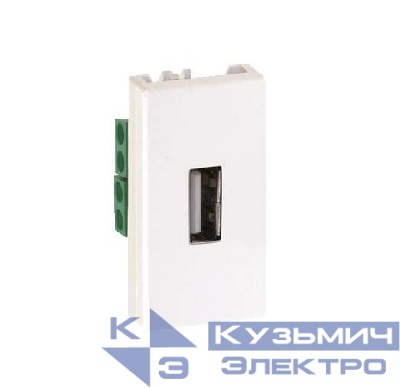 Плата с разъемом USB 2.0 22.5х45мм винт. зажим бел. Simon Connect K128B-9