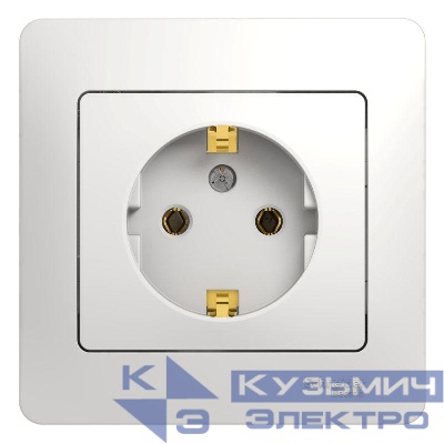 Розетка 1-м СП Glossa 16А IP20 с заземл. в сборе бел. SE GSL000142