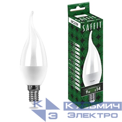 Лампа светодиодная SBC3709 9Вт C37T свеча на ветру 4000К E14 230В SAFFIT 55130