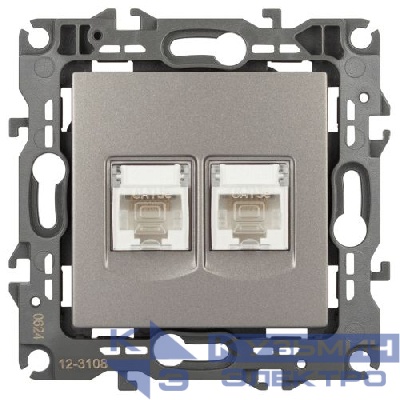 Розетка компьютерная 2-м Эра12 12-3108-16 2XRJ45 титан Эра Б0065665
