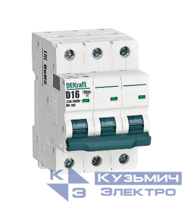 Выключатель автоматический модульный 3п D 20А 10кА ВА-105 DEKraft 13226DEK