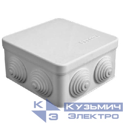 Коробка распределительная ОП 105х105х56мм IP54 7 выходов 4 гермоввода крышка защелкивающаяся сер. Epplast 100012