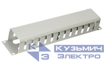 Органайзер кабельный 19дюйм 2U с крышкой JB07-2U-GY метал. сер. (RAL7035) Cabeus 7770c