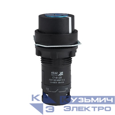 Переключатель 2 положения OptiSignal Compact D22 С7-SK-220 черн. с ключом 2НО XB7NG23 КЭАЗ 362143
