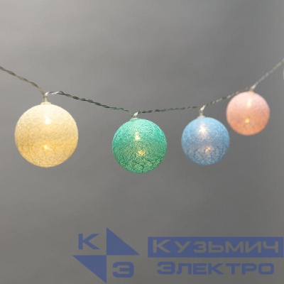 Гирлянда светодиодная "Тайские фонарики "Пудра" 1.5м 10LED тепл. бел. 1Вт IP20 провод ПВХ прозр. элементы питания 2хAA (не в компл.) Neon-Night 303-089