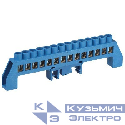 Шина N ноль в комбинированном изоляторе на DIN-рейку ШНИ-8х12-14-Д син. NO-224-113 Эра Б0062953