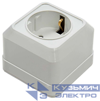 Розетка 1-м BOLLETO защ. шторки с заземл. накл. 7028х бел. ASD / IN HOME 4690612000954