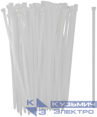 Хомут для проводов 7.6х300мм нейлон. бел. (уп.100шт) FIT 60381