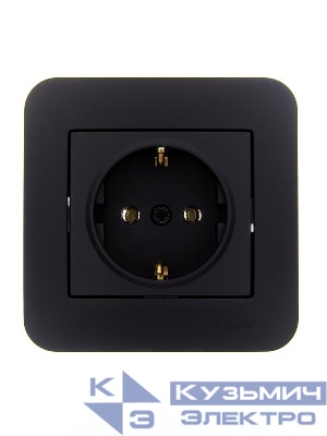 Розетка 1-м СП ASTI 16А IP20 с заземл. термопласт в сборе черн. бархат. LEZARD 7081-4242-122B