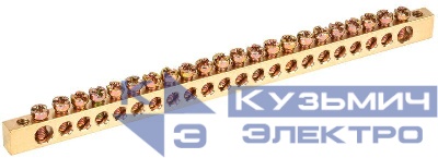 Шина PEN "земля-ноль" 6х9мм 22/2 (22группы/крепеж по краям) IEK YNN11-22-100