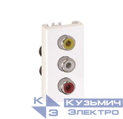 Плата с разъемом аудио-видео RCA 3 выхода винты 225х45мм бел. Simon Connect K105B-9