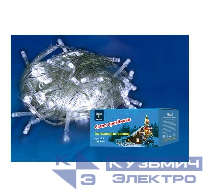 Гирлянда светодиодная ULD-S0500-050/DTA WHITE IP20 5м с контроллером 50 светодиодов бел. провод прозр. Uniel UL-00005259
