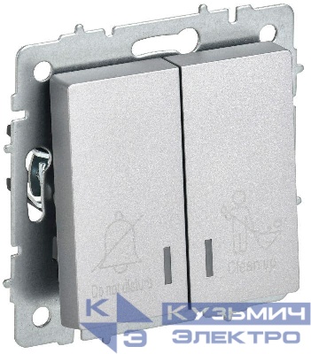 Выключатель 2-кл. BRITE 10А ВС10-2-9-БрА для отелей с индик. механизм алюм. IEK BR-V20-2-10-K47