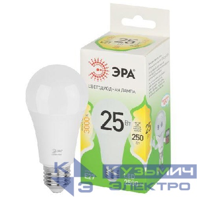 Лампа светодиодная GREEN LINE A60-25W-830-E27 GL 25Вт груша 3000К свет тепл. E27 Эра Б0067087