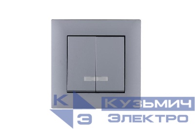 Выключатель 2-клав. с подсветкой Karea RIZZ STAR сер. Makel 88065023