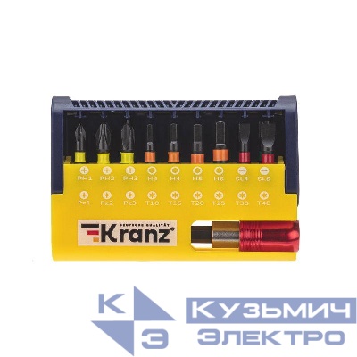 Набор бит с магнитным держателем пластиковый кейс 19 шт Kranz KR-92-0465