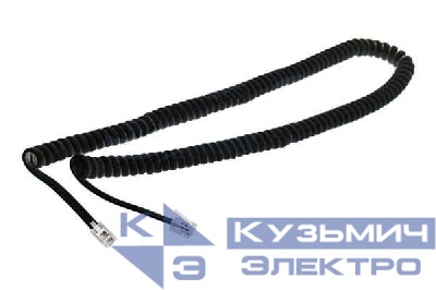 Шнур телеф. витой 4м (джек-джек) черн. Rexant 18-2043