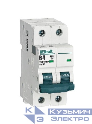 Выключатель автоматический модульный 2п B 4А 10кА ВА-105 DEKraft 13114DEK
