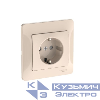 Розетка Glossa 16А с заземл. защ. шторки быстрозажим. клем. в сборе беж. SE GSL000244S