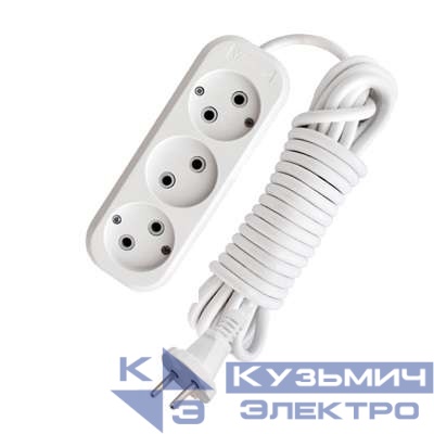 Удлинитель 3х3м без заземл. 10А IP20 Е-203 ПВС 2х0.75 АБС-пластик UNIVersal 9631964