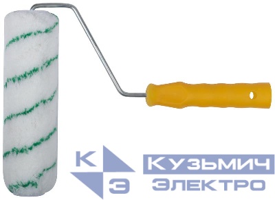 Валик полиакриловый с зел. полоской диам. 40/74мм ворс 16.8мм 230мм бел. FIT 01874