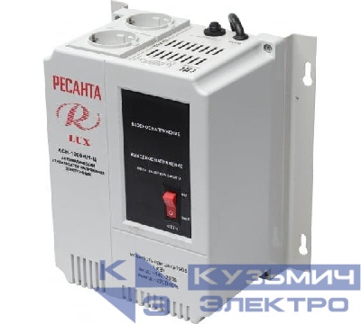 Стабилизатор напряжения АСН-1000 Н/1-Ц Lux 1ф 1кВт IP20 настен. релейный с двумя розетками Ресанта 63/6/14