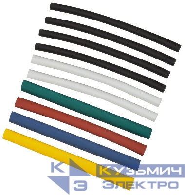 Набор трубок термоусадочных тонкостен. ТТУ 6/3 (4хЧ; 2хБ; К; С; Ж; З) 10х10см разноцвет. IEK UDRS-D3-D6-10-10