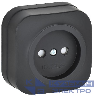 Розетка ОП GLORY РСш20-2-ХЧм 10А без заземл. защ. шторки черн. матов. IEK ERH13-K02M-10