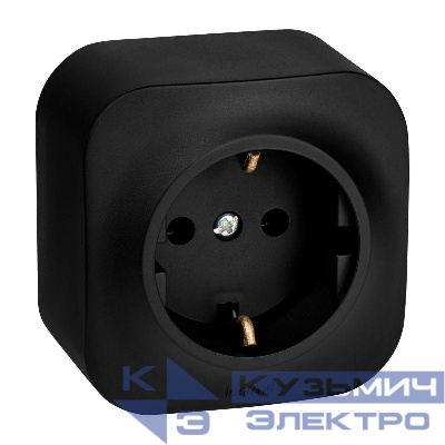 Розетка 1-м ОП Quteo 16А IP20 2P+E с заземл. без защ. шторок черн. матов. IEK 782472