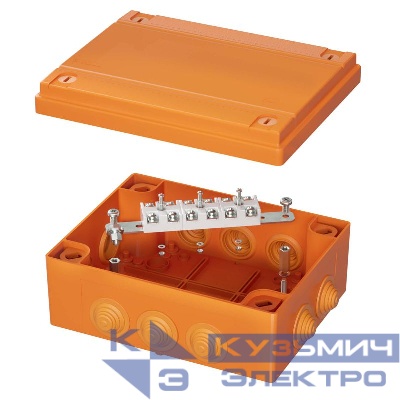 Коробка ответвительная FS 240х190х90мм IP56 6п 450В 32А 10кв.мм с кабельными вводами и клеммниками нерж. контакт пластик. DKC FSK41610