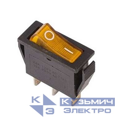 Выключатель клавишный 250В 15А (3с) ON-OFF RWB-404 SC-791 IRS-101-1C желт. с подсветкой Rexant 36-2212