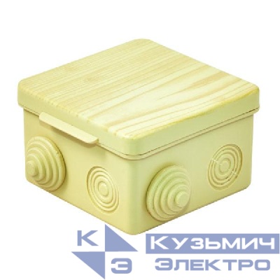 Коробка распаячная ОП 80х80х50мм с гермовводами светл. дерево Урал Пак КО-82011080-032